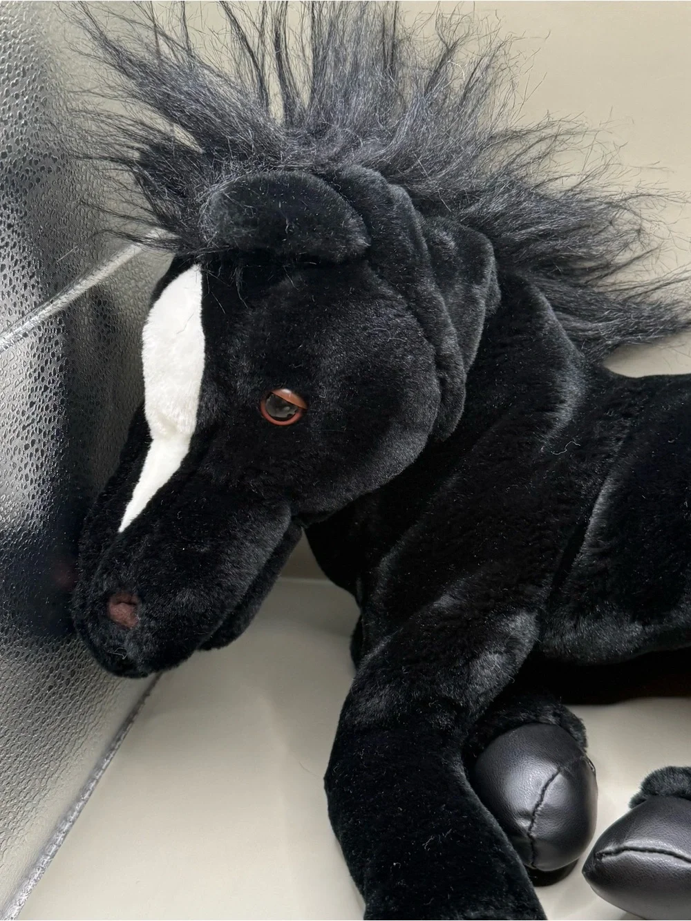 Folkmanis Folktails Black and White Horse Puppet Stuffed Animal Plush Full Body